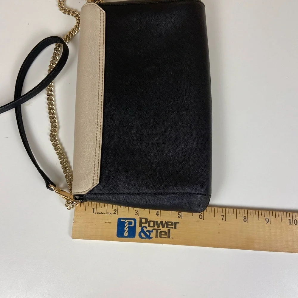 Kate Spade Two Tone Black Cream Chain Crossbody Shoulder Bag